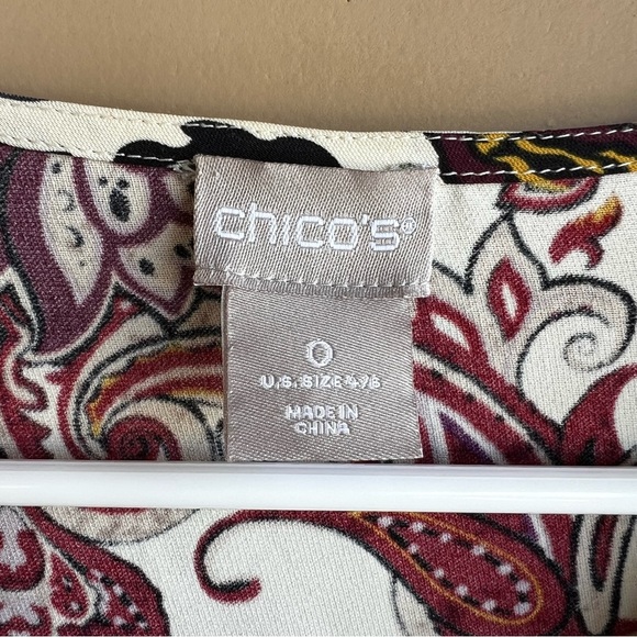 Chicos Paisley Split-Sleeve Top - Size Small - Boho Business Casual - Picture 5 of 7
